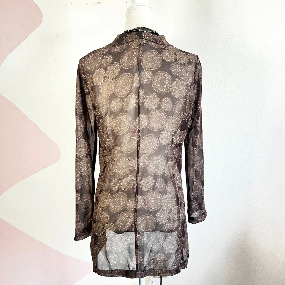 Vintage Express Sheer Blouse Top Sz Small 2000s 90s Y2K Festival Grunge‎
